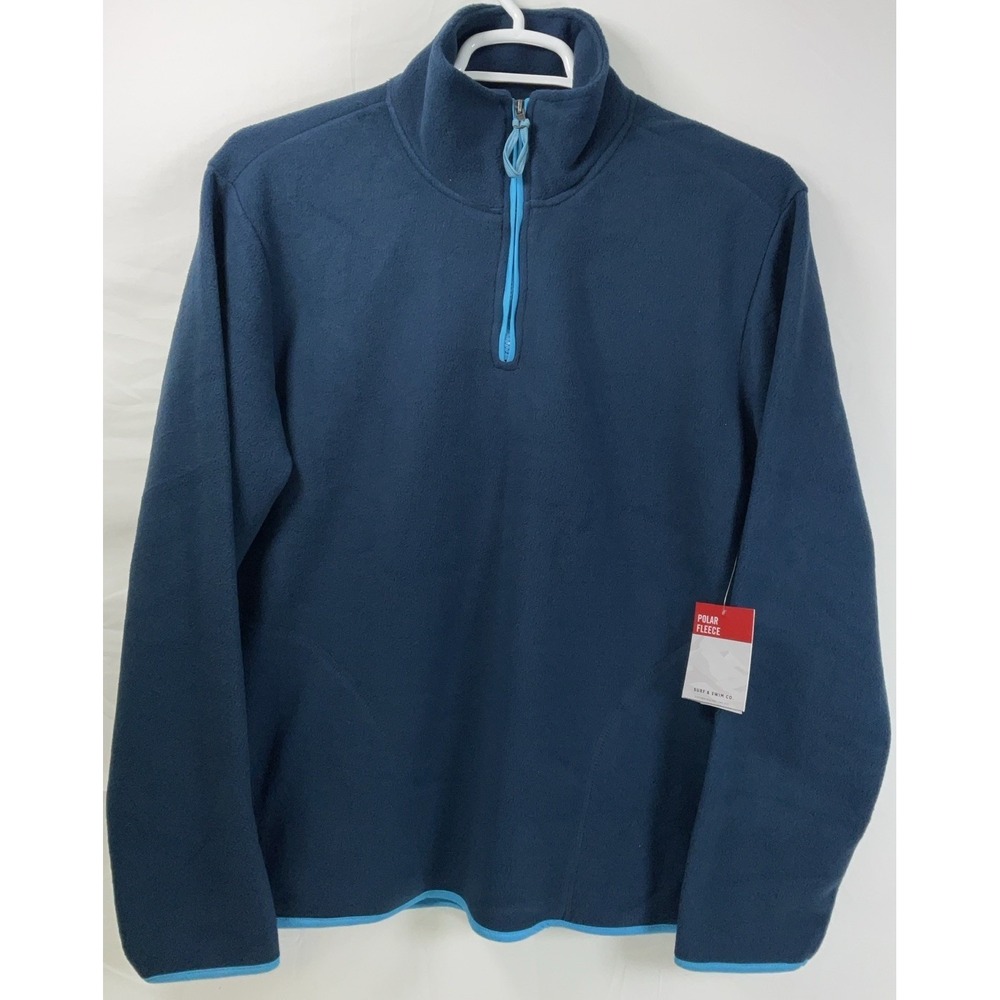 NWT‎ Men's Surf & Swim Co. Polar Fleece Half Zip Pull-On Sweater - Blue - Medium